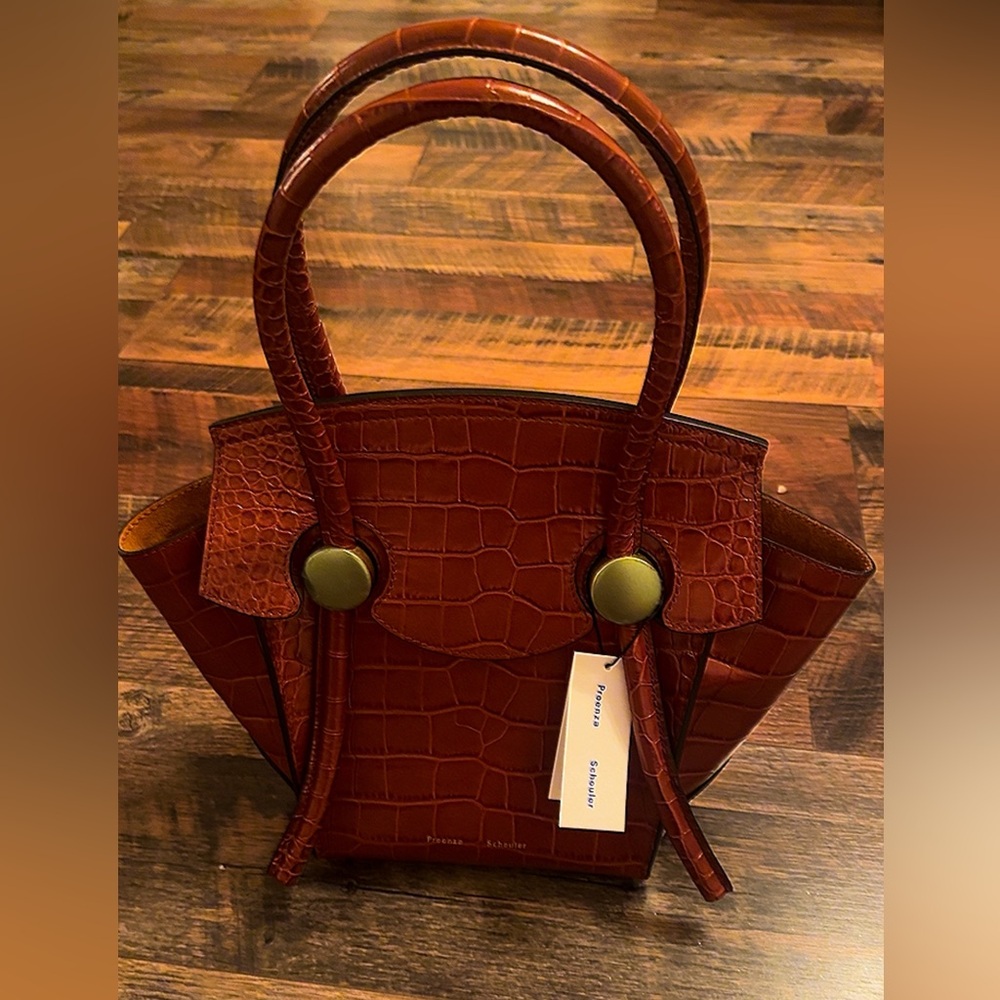 PROENZA SCHOULER LLC EMBOSSED CROC SMALL PIPE NWT